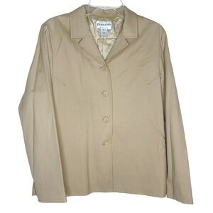 Pendleton Vintage Tan Button‎ Down Wool Blend Blazer Jacket Women's Large